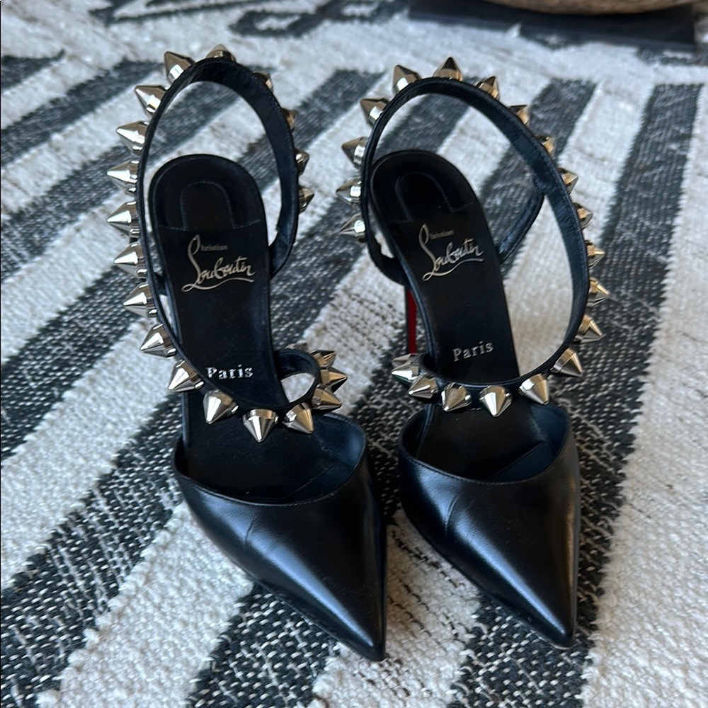 Christian Louboutin Black Spiked Black Heel